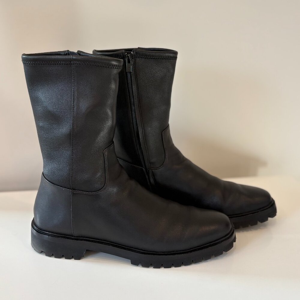 Loeffler Randall Danny Black Leather Lug Boot size 10